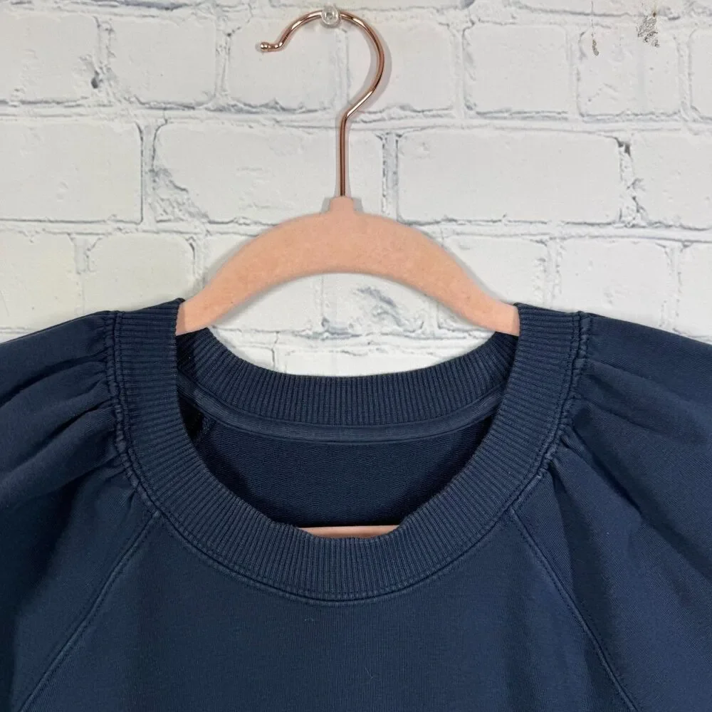 Lululemon LA Puff Sleeve Cropped Sweatshirt Size 4 Navy Athleisure Pullover